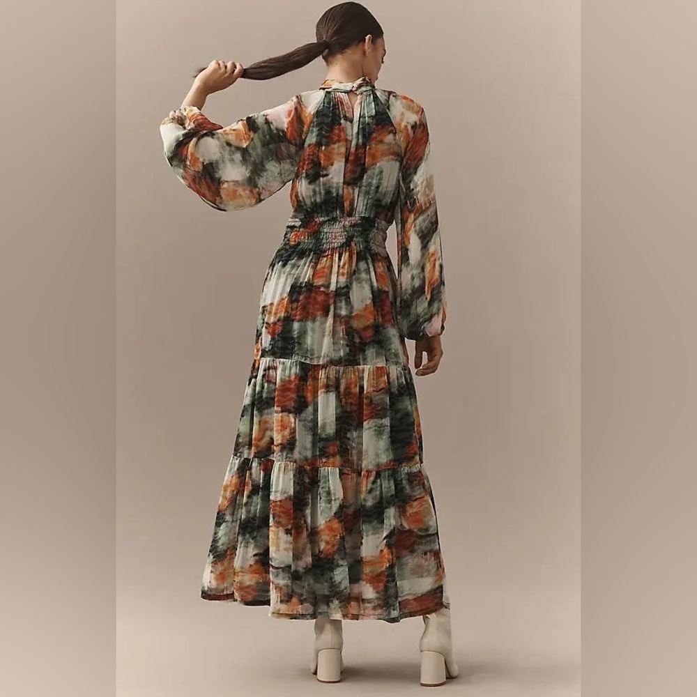 ANTHROPOLOGIE SOMERSET COLLECTION
Long-Sleeve Mock-Neck Chiffon Maxi Dress M - Picture 2 of 4